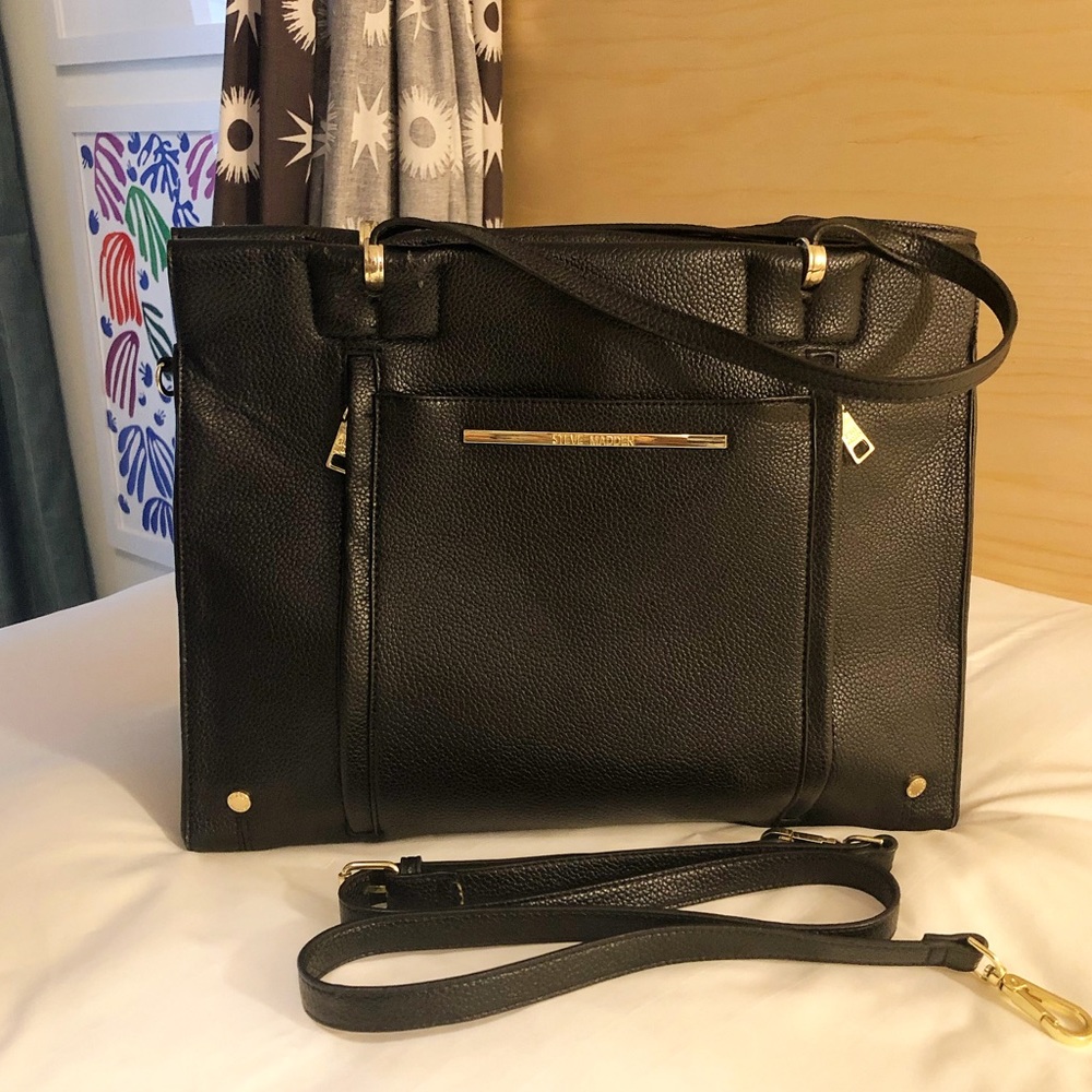 Steve Madden Black Faux Leather Tote - Picture 3 of 14